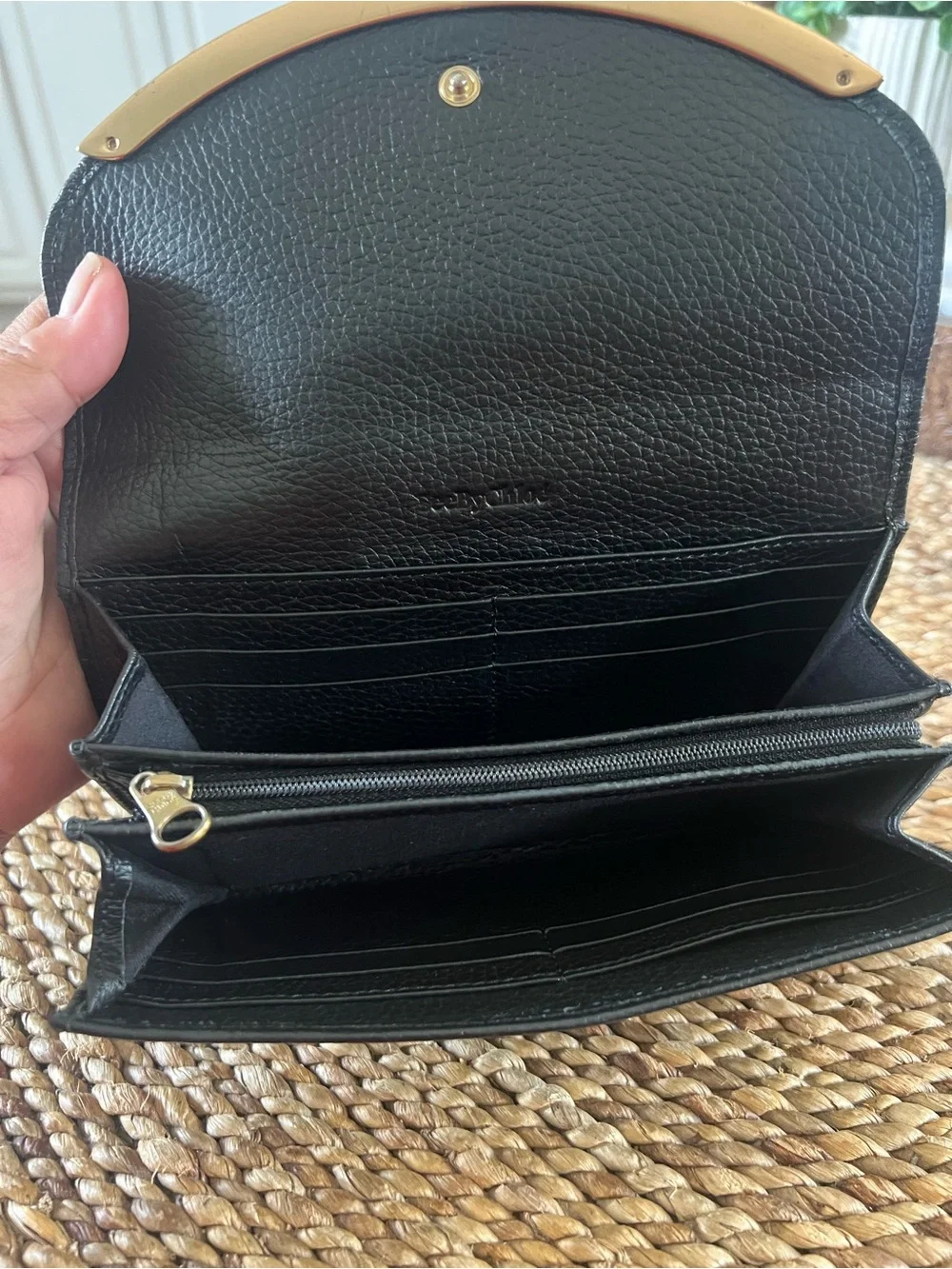 See by Chloé Black Grained Leather Lizzie Long Wallet Gold Hardware